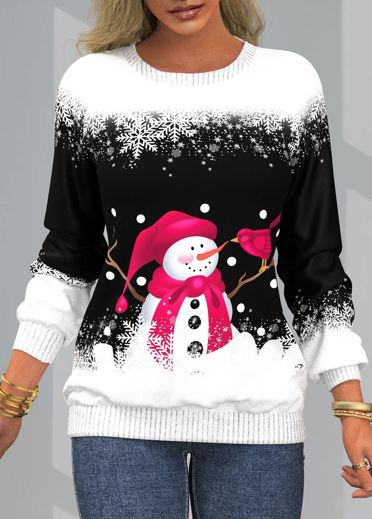 Women Winter Casual Christmas 3D Print Elegant T-shirt