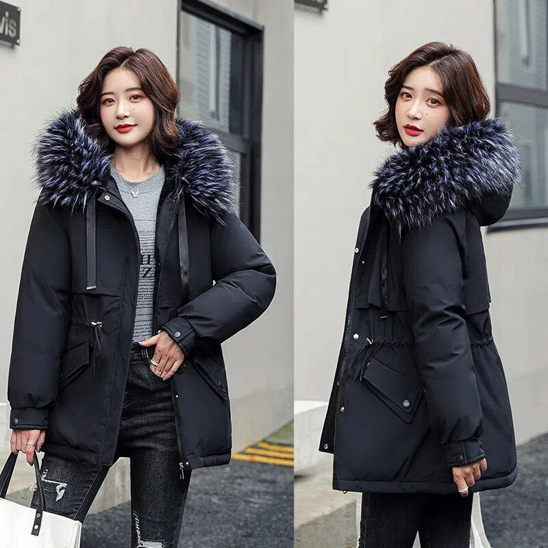 Women New Warm Winter Thick Jacket Coat Hooded Fur Collar Long Wool Liner