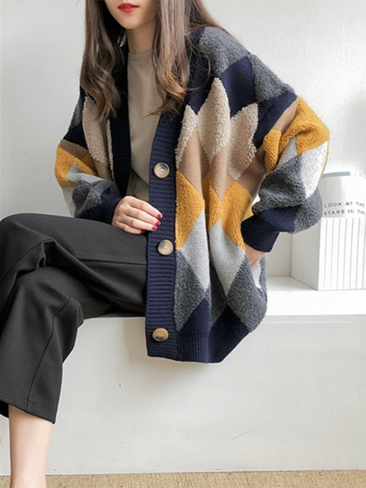 Women Plaid Cardigans Sweaters