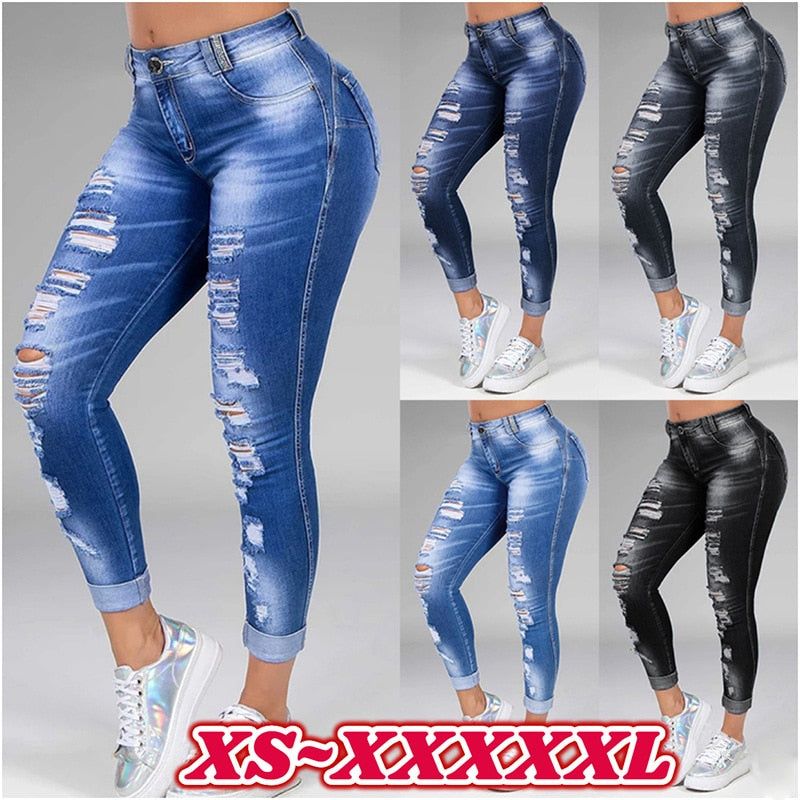 Women Washed Ripped Jeans