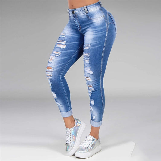 Women Washed Ripped Jeans