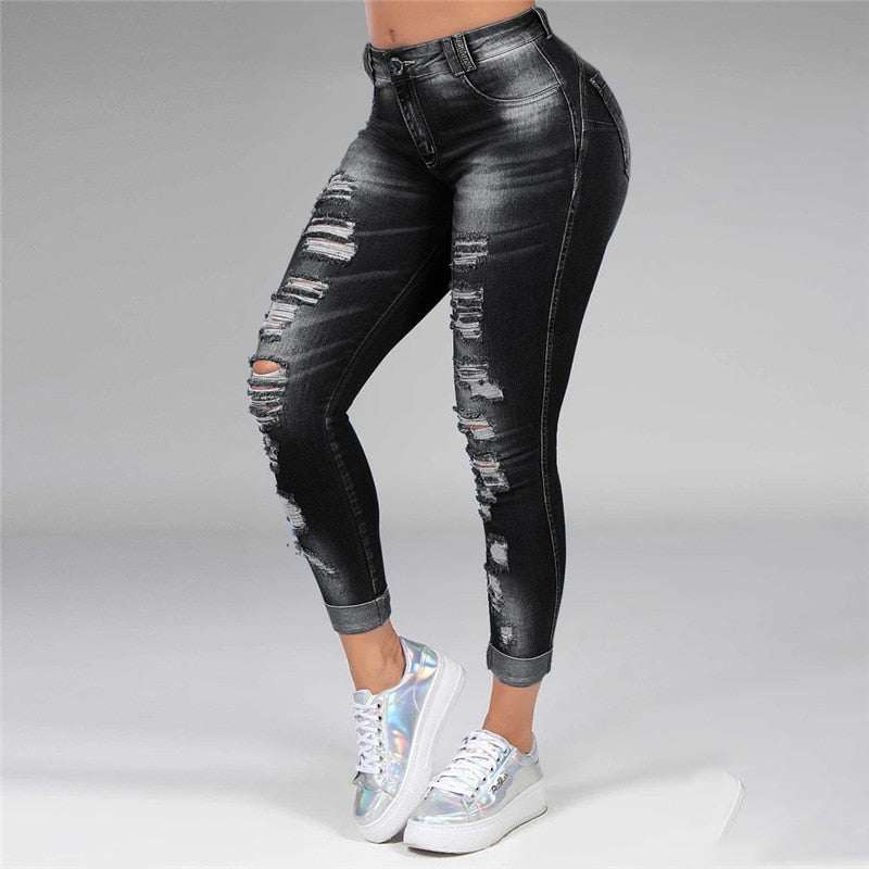 Women Washed Ripped Jeans