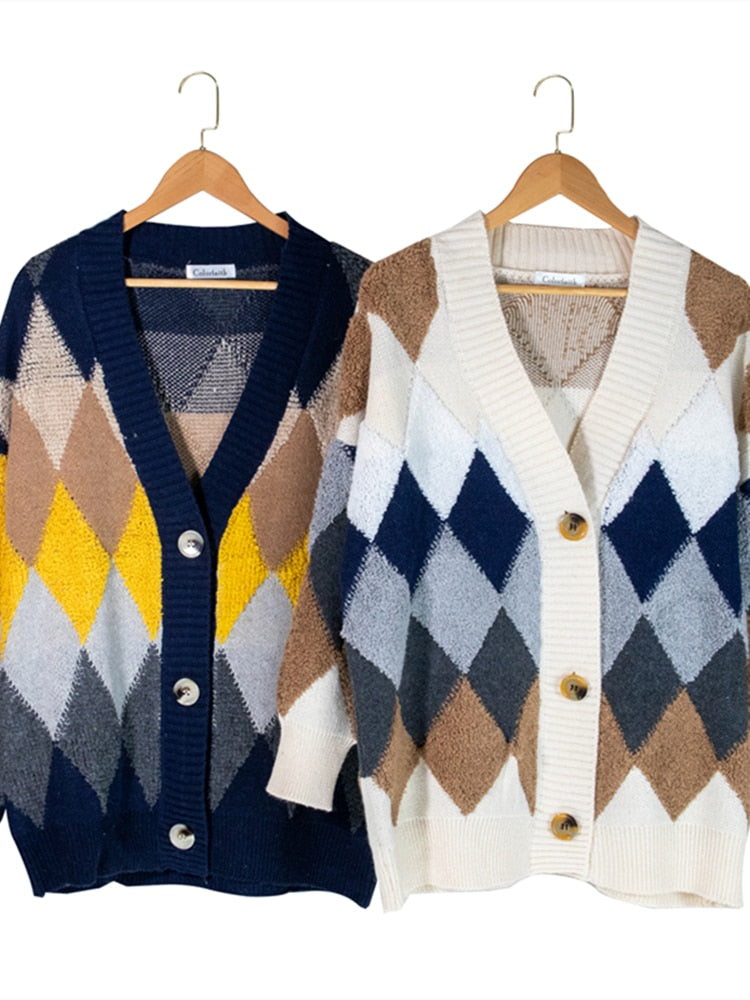 Women Plaid Cardigans Sweaters