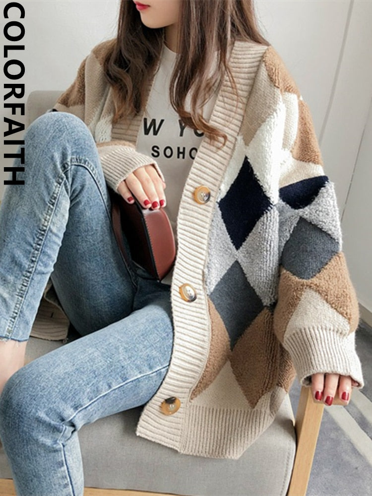 Women Plaid Cardigans Sweaters