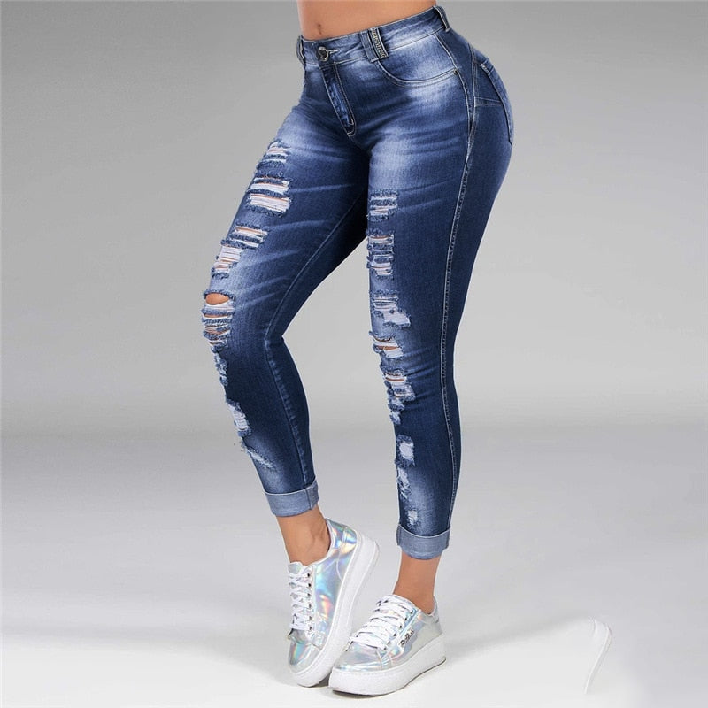 Women Washed Ripped Jeans